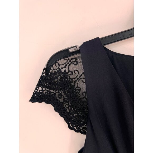 Vintage Ann Taylor Loft 100% Silk Dress Lace Sleeves and Ruffle Hem Size 8 - Picture 4 of 6